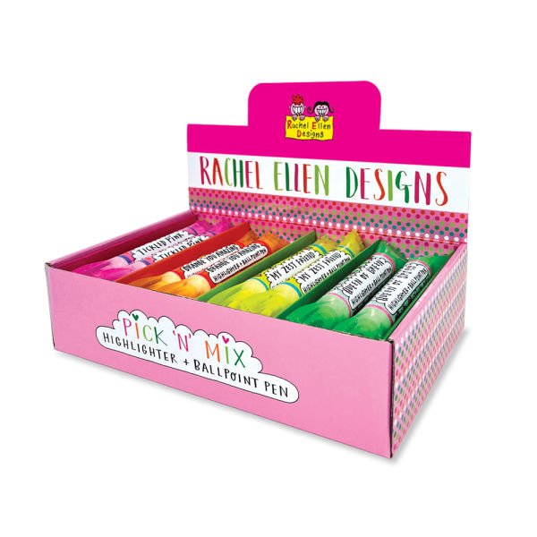 RACHEL ELLEN DESIGN Fosforlu  ve Tükenmez Çift Taraflı KalemLer / Sarı