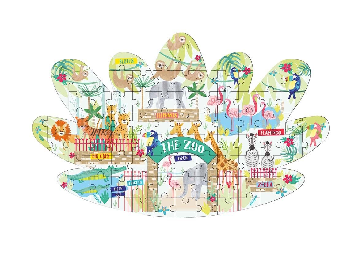 FLOSS & ROCK 80 Piece ''Leaf'' Shaped Puzzle/Jungle