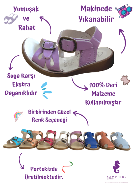 Samphire Marella Ruvalic Silver - Parlak Gümüş Rengi Deri Çocuk Sandaleti
