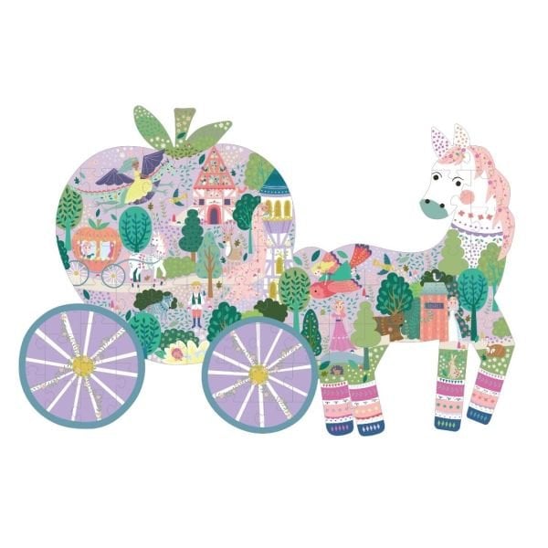 FLOSS & ROCK 80 Piece ''Pumpkin Car'' Shaped Puzzle / Fairy Tale *NEW