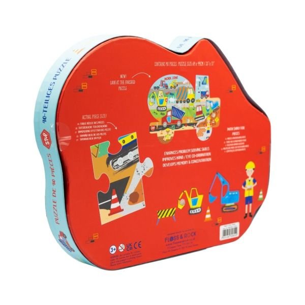 FLOSS & ROCK 40 Piece “Construction Car” Shaped Puzzle / Construction